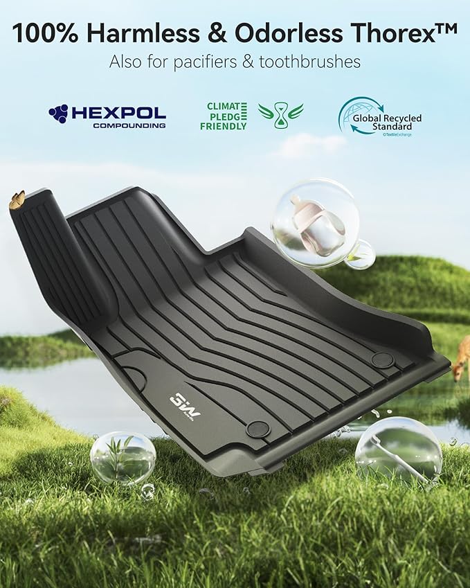 3W Floor Mats for Benz C-Class 2022-2026 C300/C43 AMG/C63 AMG S/C63 AMG S E (Sedan Only), TPE All Weather Custom Fit Floor Liner for Benz C Class, 1st & 2nd Row Car Mats, Black