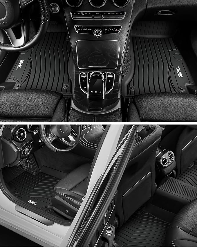 3W Floor Mats for Benz C-Class 2022-2026 C300/C43 AMG/C63 AMG S/C63 AMG S E (Sedan Only), TPE All Weather Custom Fit Floor Liner for Benz C Class, 1st & 2nd Row Car Mats, Black