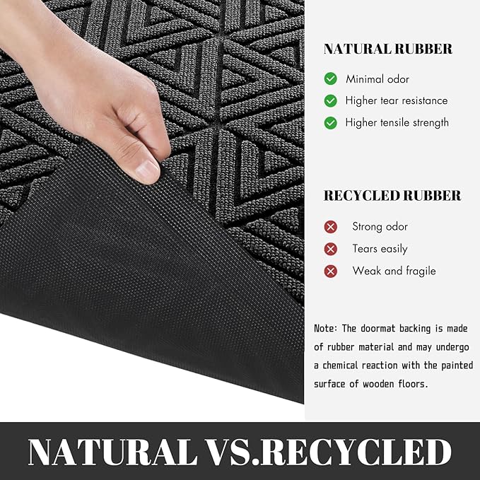 Yimobra Large Door Mat 36x24, All-Weather Waterproof Non-Slip Welcome Matt Outdoor, Heavy Duty Non Slip Doormat for Entryway for Patio and Garage Indoor, Easy Clean, Black