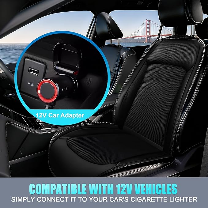 2025 Upgraded 3-in-1 Cooling Car Seat Cover Front Seat, 12V Ventilated Cooling Car Seat Cushion with Massage, Winter and Summer Cooling Seat Cover for Car SUV Truck Universal Fit (Black)