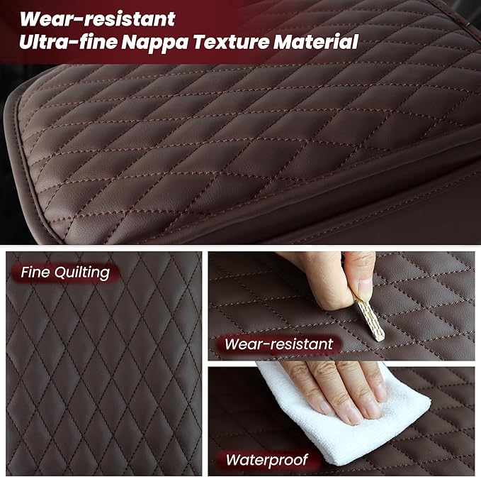 Upgraded Car Center Console Cover,Microfiber Leather Car Armrest Cover Cushion with 2 Storage Bags,Universal Car Armrest Storage Box Car Interior Accessories for Most Vehicles (Brown)