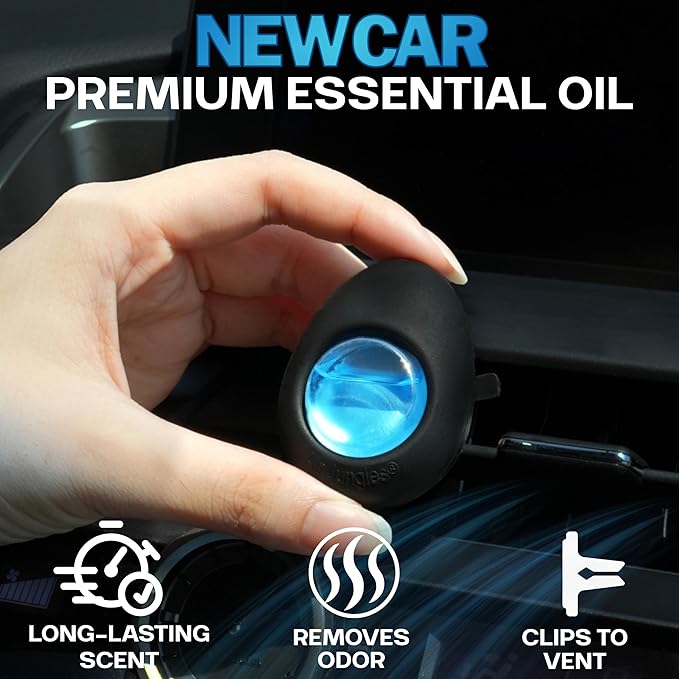 Air Jungles Car Air Freshener Vent Clip 4 Count, Variety Pack, New Car, Honey Peach, Lavender, Ocean, 4 ml Each, Long-Lasting Car Odor Eliminator, Up to 120 Days Freshness for Auto