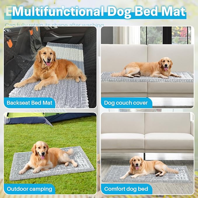 Dog Car Seat Cover for Back Seat, Dog Bed for Car, Fit for Backseat Extenders, Car Seat Protector, Nonslip Soft Durable for Cars Trucks and SUVs (Light Gray, 24.8"*54")