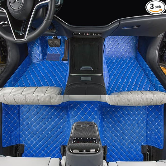 Luxury car Floor mats are for 99% of Vehicle Models,All Weather car Floor mats Provide Comprehensive Protection for Vehicles,Floor mats for car Personalized Customization! (Blue Beige)