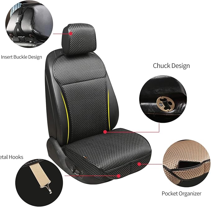 Auto Newer Luxury Breathable Car Seat Cover Fit Four Seasons, Universal Front of Car Seat Cushions, Bottom Seat Covers of Full Wrapped Edge,Universal Fit for 95% Cars,SUV(Black+Grey，2PCS)