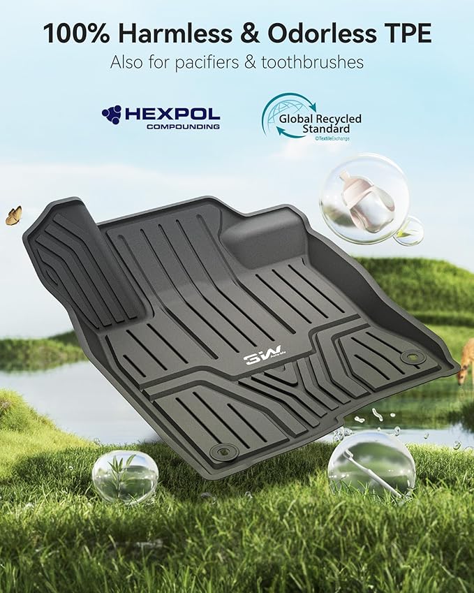 3W Floor Mats Fit for 2022-2026 Honda Civic & Acura Integra 2023-2025(Not Fit Hybrid/Manual), Custom Fit Floor Liner for 1st 2nd Row Full Set TPE All-Weather Car Liners Black