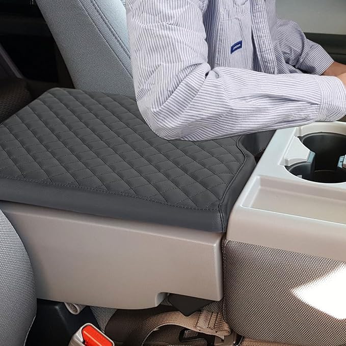 Xaido Center Console Cover Compatible with 2015-2024 2025 Ford F150 & 2017-2025 F250 F350 F450 with 40/20/40 Jump Seat, Leather Armrest Protector Pad (Jump Seat Only)
