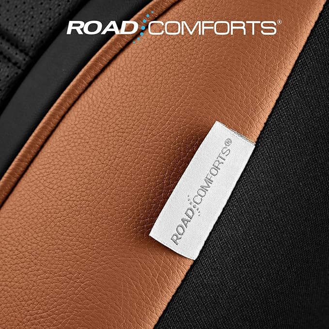 Road Comforts Leather Seat Covers, Breathable Car Seat Covers Front Seat for Men,Airbag Compatible, Automotive Seat Covers Set Universal Fit Most Cars,Vans,Truck,SUV
