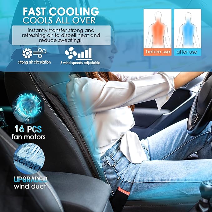 3 in 1 Massage Cushion with Winter, Cooling Seat Covers, Chair Massager for Full Body 12V Car Seat Covers, Gifts for Dad Mom (Winter,Summer,Massage-3)