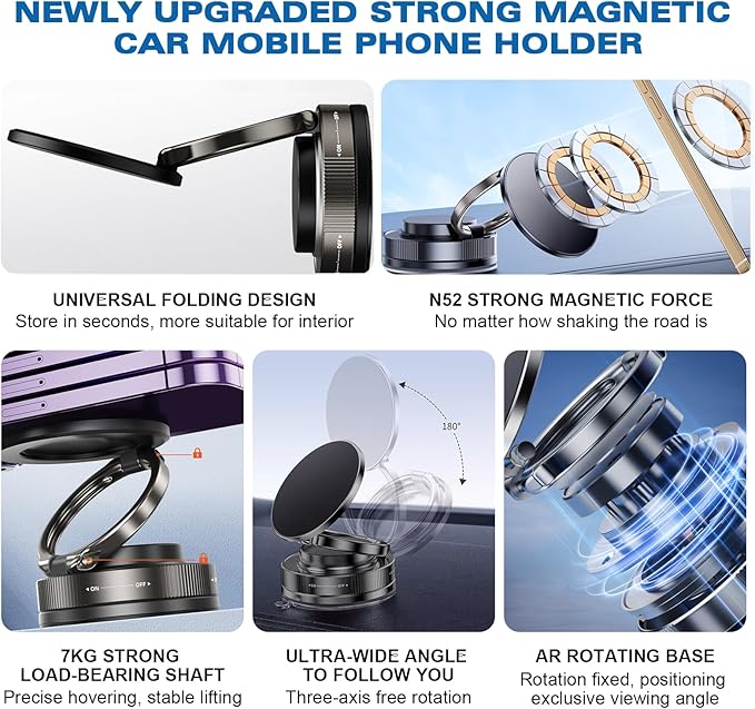 Vipbugo Phone Holder,360° Vacuum Magnetic Phone Holder Vipbu, Magnetic Suction Phone Mount Vipbugo,Vacuum Adsorption Magnetics Bracket, Hands-Free Suction Cup PhoneHolder for All Smooth Surface