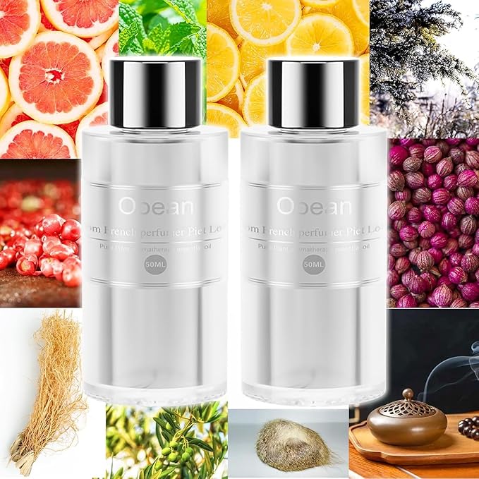 Amor Lyris 2 Packs Essential Oil Refill for Smart Car Air Freshener, 3.5OZ Car Diffuser Refill, Aromatherapy Perfume Refill Can be Used for 4-8 Months, Made with Natural Plant Extracts, Ocean NEW