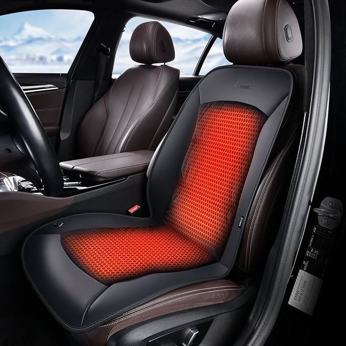 FLORICH Winter Car Seat Cover Furry Seat Cushion for Car Driver or Passenger Seat Cushion Front Car Seat Covers for Full Back Universal Fit for Car SUV Truck Van, Black, 1PCS