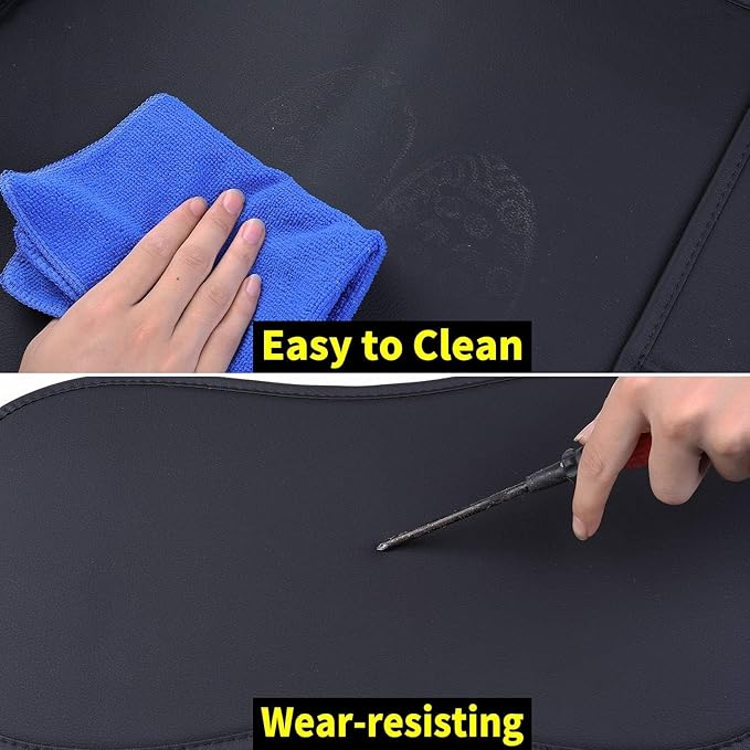 Aierxuan Chevy Chevrolet Silverado GMC Sierra Front Seat Covers Pickup Custom Fit 2007-2025 1500 2500HD 3500HD Crew Double Extended Cab Waterproof Leather Protectors (2 PCS Front, Black-Red)