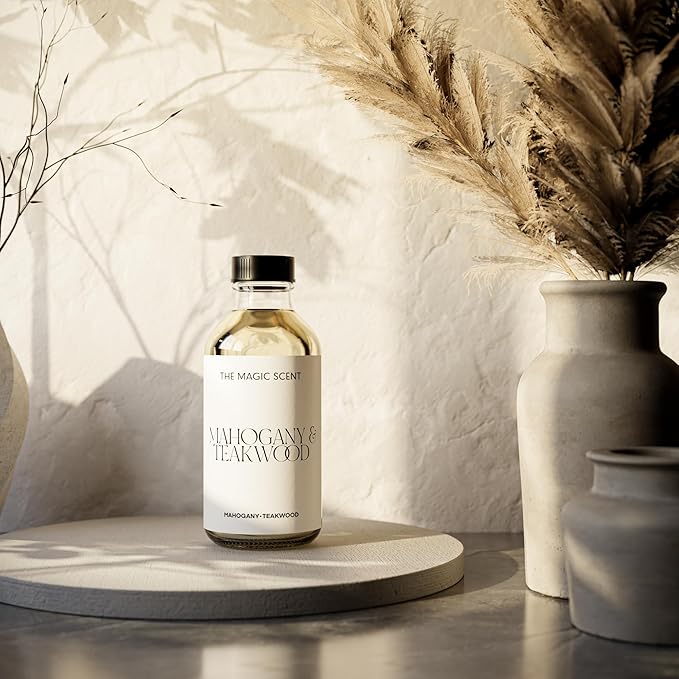The Magic Scent Mahogany & Teakwood Diffuser Oil - Hotel & Home Luxury Scents Inspired by Abercrombie & Fitch - Diffuser Oil Scents for Home Designed for Use in All Diffusers - 16.9 fl oz, 500 mL