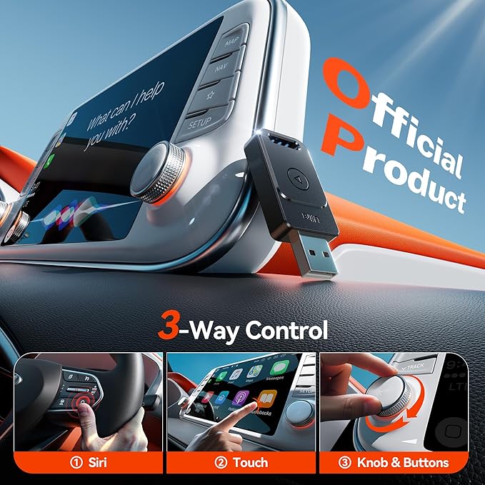 for Apple Carplay Wireless Adapter, 3X Fast Auto-Connect, No Latency, Plug&Play, Wireless Carplay Adapter, 2025 Mini Car Play Dongle for iPhone 6~17, Fit for 927+ Cars,USB A/C,Matte Black