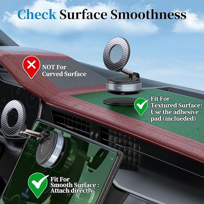 PlusAcc Vacuum Magnetic Phone Holder for Car (No Charging)