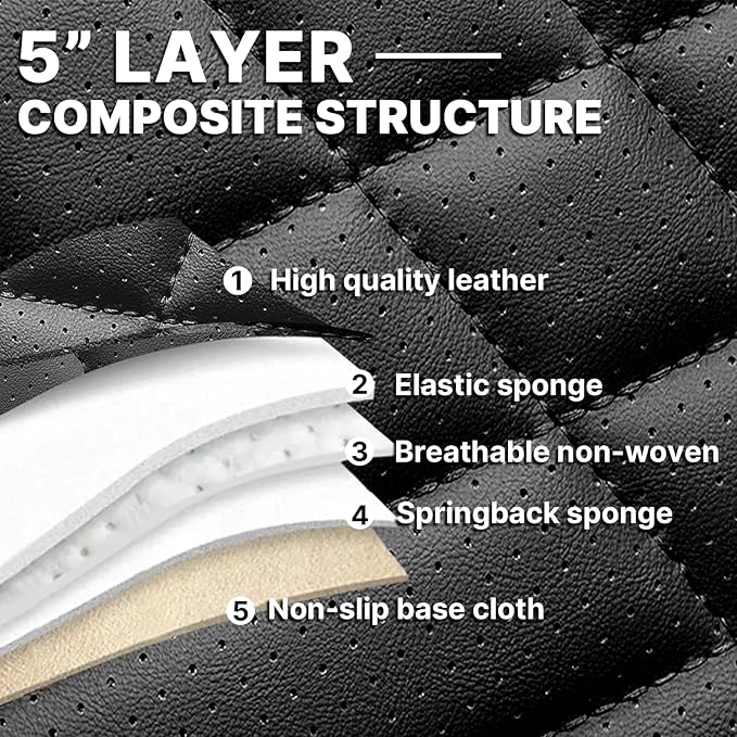 Car Seat Cover Full Coverage Seat Cover Premium Waterproof Faux Leather Cushion Universal Accessories Fit SUV Sedan Automotive Vehicle Auto Interior Seat Protector Full Set(2 Seat-Headrest,Black&Gray)