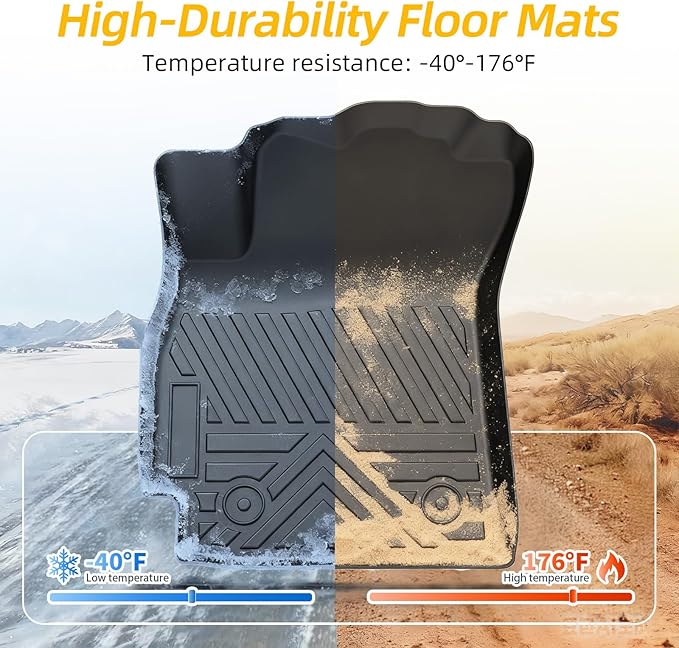PWY Car Floor Mats for Hyundai Elantra 2021-2025 2026 (Not for Hybrid) / Hyundai Elantra N 2022-2025, TPE Custom Floor Mats, All Weather Automotive Liners, 1st & 2nd Row (3PCS), Car Accessories Set