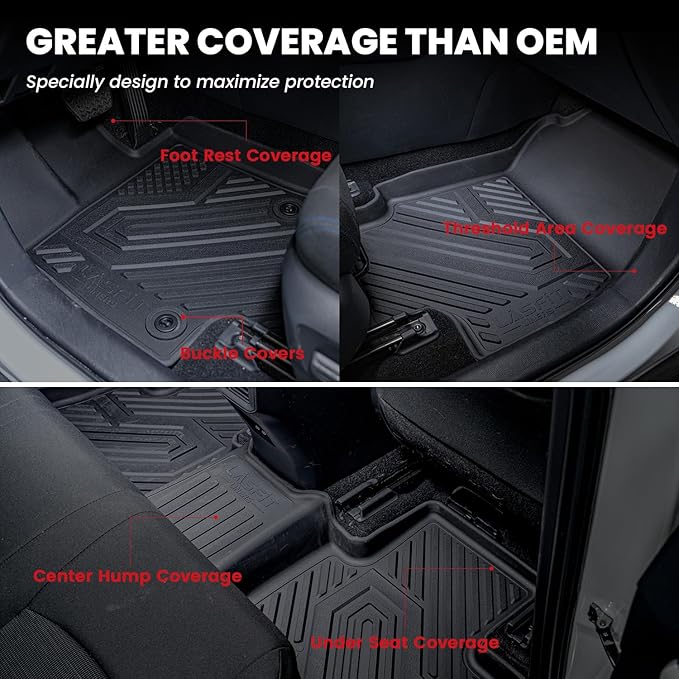 LASFIT Floor Mats&Trunk Mat Fit for Toyota RAV4 2019-2025 (Only Fit Hybrid) All Weather TPE Mats Custom Fit Floor Liner for Toyota RAV 4 1st and 2nd Row Full Set Car Mats and Cargo Liner, Black