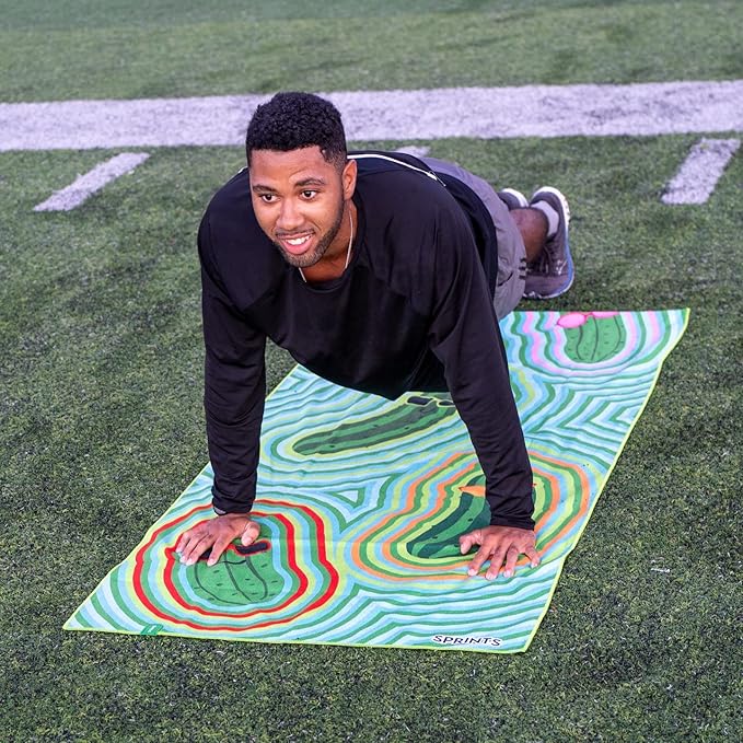 Sprints Athletic Running Towel, Full-Sized, Car Seat Cover - Moisture Wicking (Pickles)