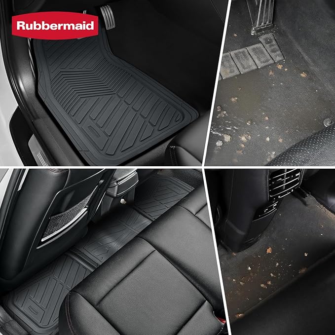 Rubbermaid Car Mats Full Set – All Weather Car Floor Mats Universal Trim-to-Fits Design,Heavy Duty Car Mats for Cars, SUVs, Trucks,and Vans - Beige