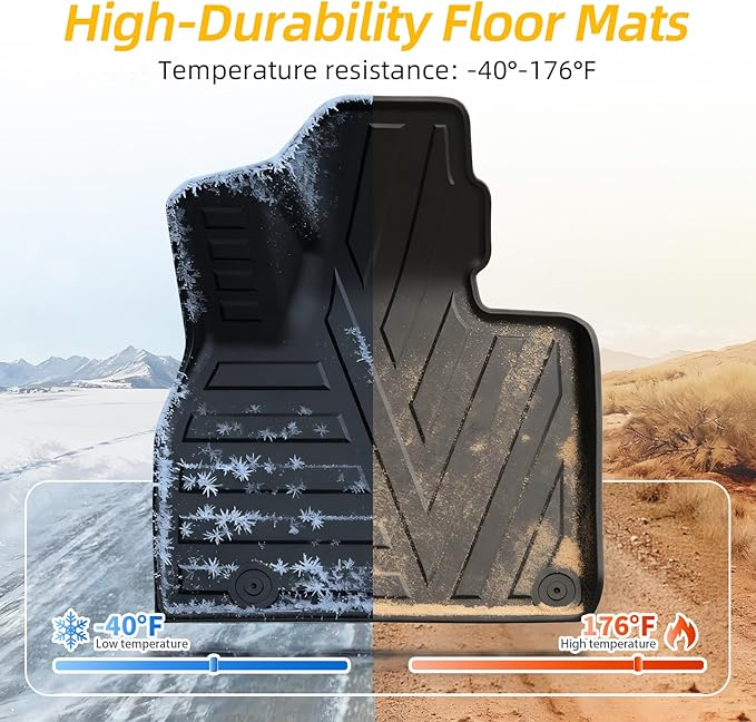 Floor Mats & Cargo Liner for Kia Telluride 2020–2024 2025 (7 & 8 Seat), All Weather Protection, Heavy Duty Floor Mats, Waterproof Car Mats, TPE, Custom Fit, Anti-Slip Car Accessories, Full Set, Black