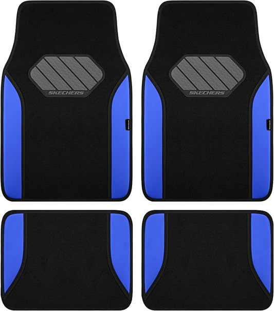 Skechers Car Floor Mats,Waterproof Universal Fit Faux Leather Car Mats,Floor Mats for Cars with Anti-Slip Heel Pad,Fit for SUVs,Vans,Sedans,Trucks,Blue