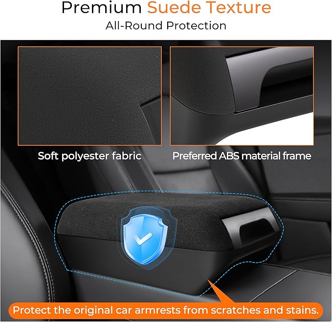 Armrest Box Pad,Center Console Organizer Armrest Box Padwith a Hidden Storage Box Raised Storage Box for Tesla Model Y / 3