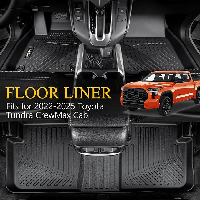 Wailtnb-for Toyota Tundra 2022-2026 (Only for CrewMax Cab) Floor Mat All Weather Floor Liner Car Mat for Toyota Tundra Custom Fit Automotive Full Set Accessories