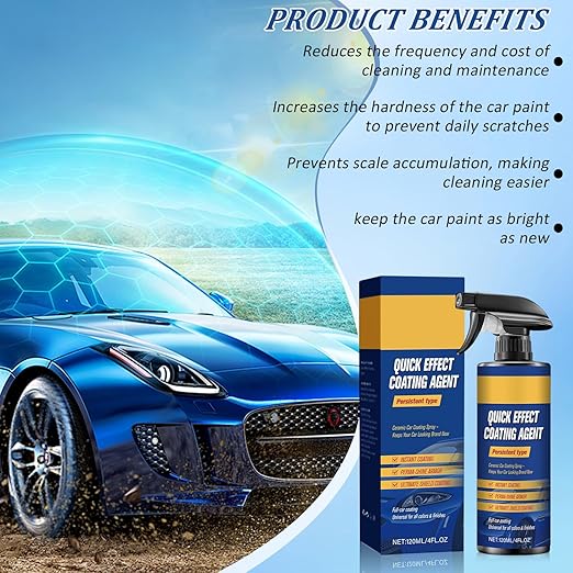 2Pcs Advanced Car Quick-Acting Coating Agent Spray, Car Scratch Wax Polish Quick Effect Coating Agent Spray for Shine & Protection, Cars Wax Oil Film Emulsion Glass Cleaner for Vehicles