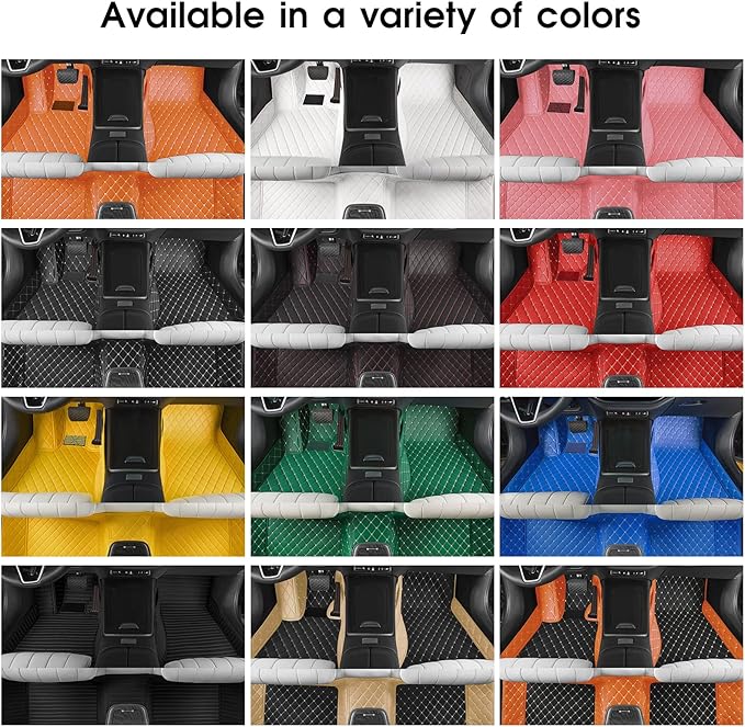 Luxury car Floor mats are for 99% of Vehicle Models,All Weather car Floor mats Provide Comprehensive Protection for Vehicles,Floor mats for car Personalized Customization! (Black-Orange)