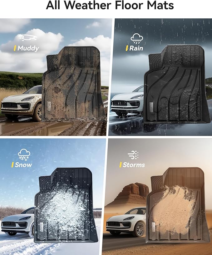 3W Floor Mats & Cargo Liner for Porsche Macan 2014-2025 TPE All Weather Custom Fit Floor Liner for Macan Full Set Car Liner Black