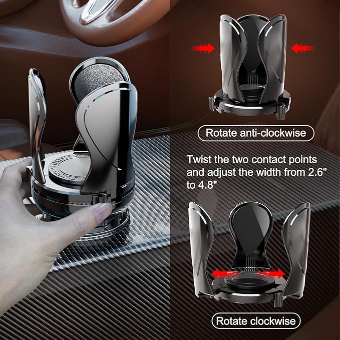 2Pack Car Cup Holder Expander, Cup Holder Extender Adapter with Expandable Arm and Adjustable Base, Compatible with Yeti Ramblers, Hydro Flasks，Stanley, Owala Most Coffee Mugs Bottles & Cups