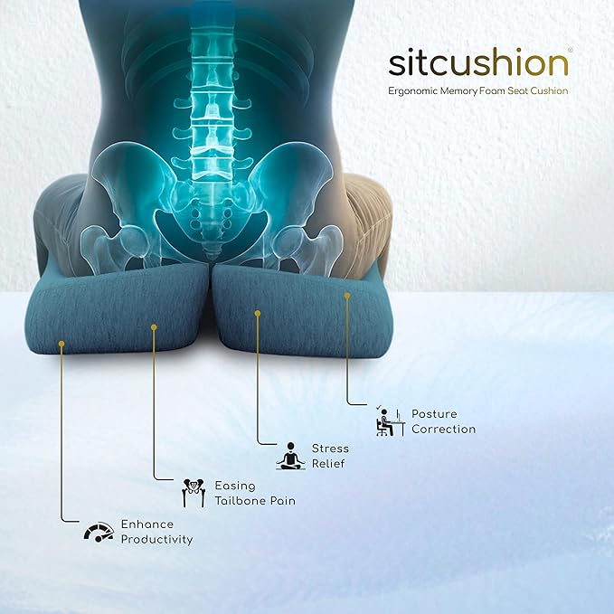 X Large Seat Cushions for Office Chairs, Car & Truck. Ergonomic Gaming Chair Seat Cushion and Sciatica Pain Relief Pillow for Back Pain. Orthopedic Coccyx Cushion for Tailbone Pain Relief (Green)