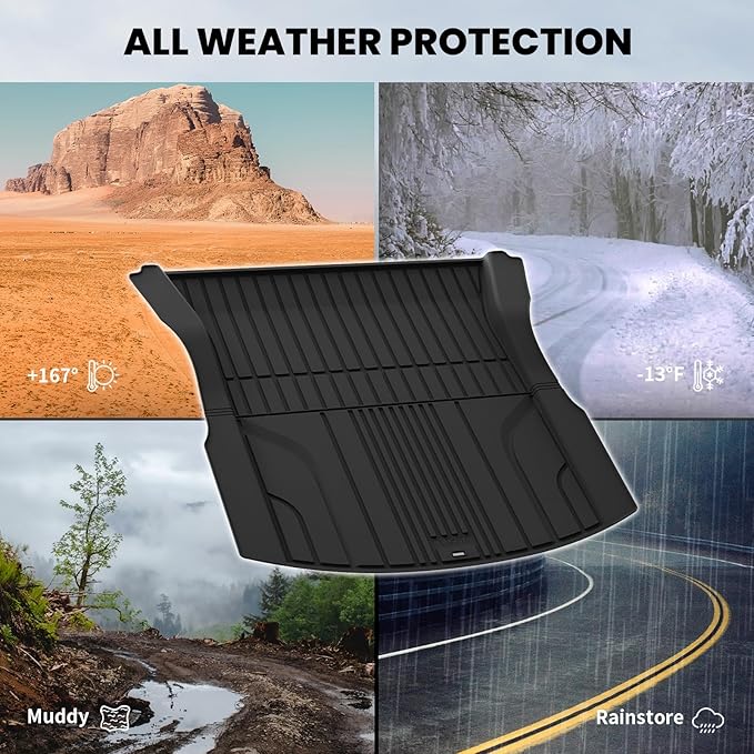 LASFIT Trunk Mat Trunk Liner for Tesla Model 3 Highland 2025 2024, All Weather TPE Custom Fit Cargo Mat Cargo Liner Interiror Accessories, Black