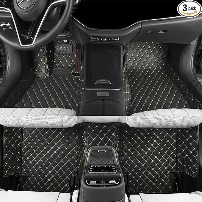 Luxury car Floor mats are for 99% of Vehicle Models,All Weather car Floor mats Provide Comprehensive Protection for Vehicles,Floor mats for car Personalized Customization! (Black Yellow)