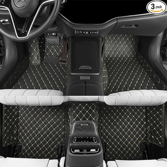Luxury car Floor mats are for 99% of Vehicle Models,All Weather car Floor mats Provide Comprehensive Protection for Vehicles,Floor mats for car Personalized Customization! (Black Yellow)