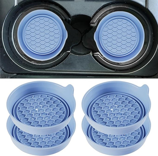 Amooca Car Cup Coaster Universal Automotive Waterproof Non-Slip Cup Holders Sift-Proof Spill Holder Car Interior Accessories 4 Pack Gray Blue