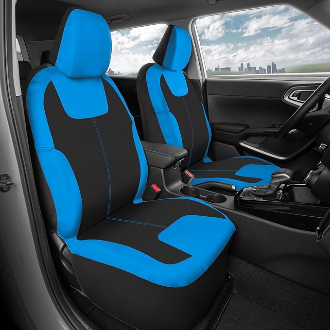 Motor Trend Blue/Black Waterproof Seat Covers for Front Seats – Premium Neoprene Blue Seat Covers, Car Seat Protectors with Removable Headrest, Interior Covers for Auto Truck Van SUV Seat Protection