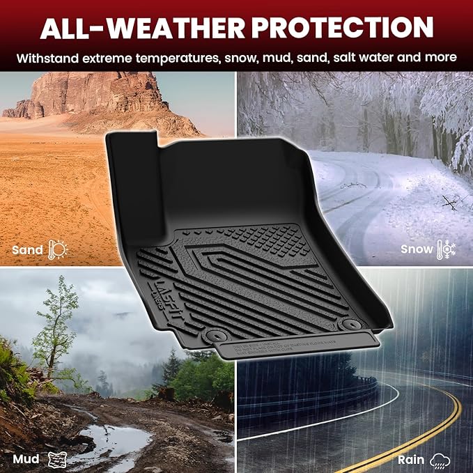 LASFIT Floor Mats for Kia Seltos 2026 2025 2024 2023 2022 2021, All Weather TPE Custom Fit Floor Liners 1st & 2nd Row Car Mats Accessoires for Kia Seltos 2021-2026, Black