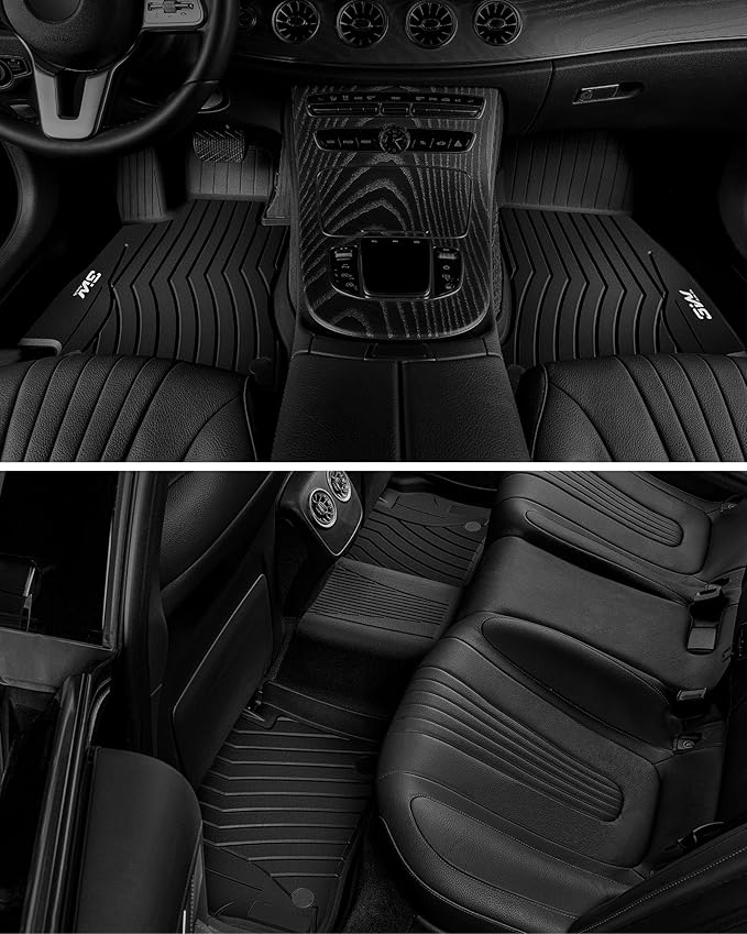 3W Floor Mats for Benz E-Class 2017-2023 Sedan & Wagon Only, E300/E350/E400/E43 AMG/E450/E53 AMG/E550/E63 AMG S TPE All Weather Floor Liner, 1st&2nd Row Full Set Car Liners Black
