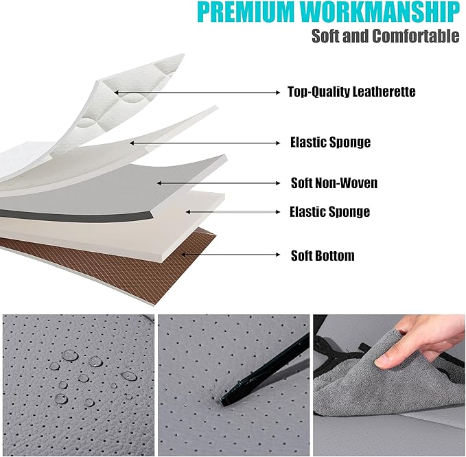 AOOG Leather Car Seat Covers Fit RAV4, Waterproof Faux Leather Seat Covers Custom Fit for Toyota RAV4 2019 2021 2022 2023 LE,XLE,XLE Premium, Limited (Front Pair, Black&Grey)