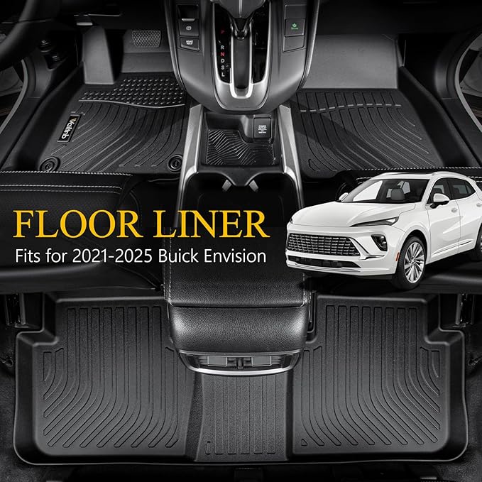 Wailtnb-Floor Mats & Cargo Liner for Buick Envision 2021-2025 2026 Waterproof Durable All Weather Automotive Floor Liner Custom Fit for Envision Accessories Black