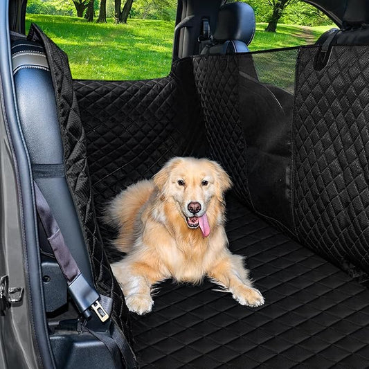 PETICON Dog Seat Covers for Trucks with Fold Up Seats, Crew Cab Floor Cover with Door Protection, Waterproof Full Coverage Pet Truck Back Seat Cover with Mesh Window for F-Series