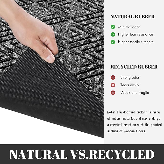 Yimobra Large Door Mat 36x24, All-Weather Waterproof Non-Slip Welcome Matt Outdoor, Heavy Duty Non Slip Doormat for Entryway for Patio and Garage Indoor, Easy Clean, Mix Grey