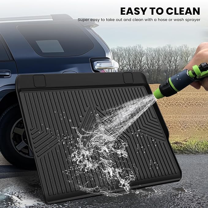 LASFIT Trunk&Seatback Mats for Toyota 4Runner 2013-2024 (5 Seats),All Weather TPE Custom Fit Floor Liner for 4 Runner 5th gen 2 Row Car Mats, Black(Not fit Equipped Sliding Cargo Tray Option)