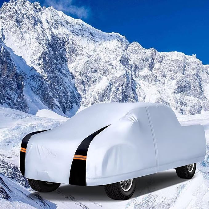 Heavy Duty Truck Cover Waterproof All Weather. 100% Waterproof Pickup Truck Cover Sun & Rain Protector. Custom Fit Ford F-Series, Chevy Silverado, Ram Pickup, etc. (Length: 229-242 inches)