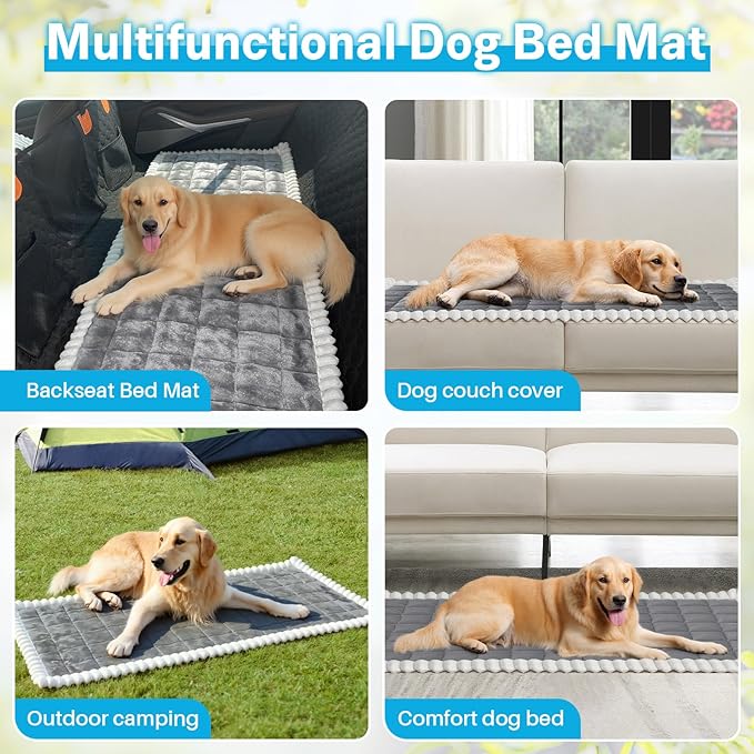 Dog Car Seat Cover for Back Seat, Dog Bed for Car, Fit for Backseat Extenders, Car Seat Protector, Nonslip Soft Durable for Cars Trucks and SUVs (Dark Gray and White, 24.8"*54")