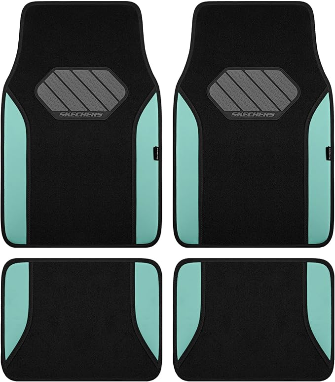 Skechers Car Floor Mats,Waterproof Universal Fit Faux Leather Car Mats,Floor Mats for Cars with Anti-Slip Heel Pad,Fit for SUVs,Vans,Sedans,Trucks,Mint