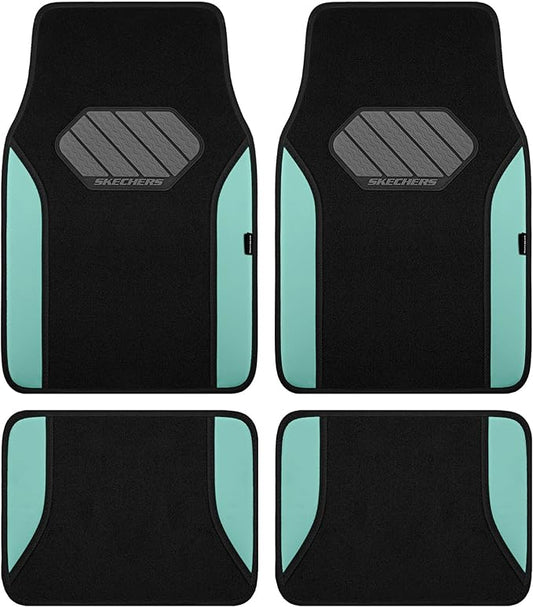 Skechers Car Floor Mats,Waterproof Universal Fit Faux Leather Car Mats,Floor Mats for Cars with Anti-Slip Heel Pad,Fit for SUVs,Vans,Sedans,Trucks,Mint